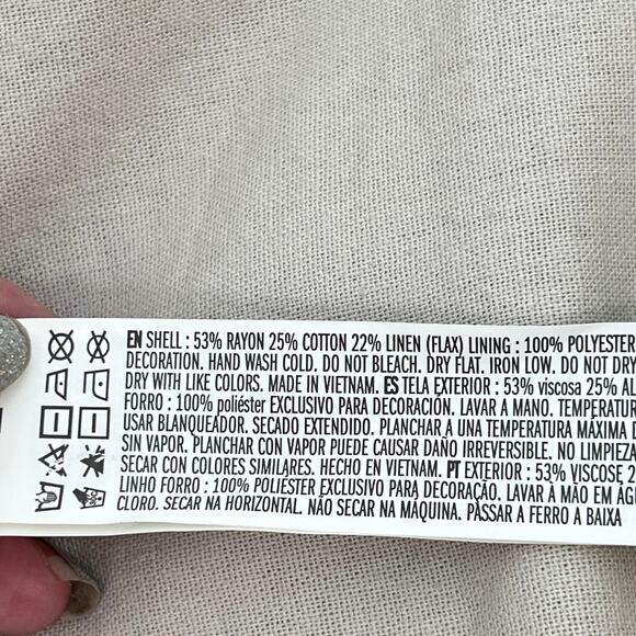 FOREVER 21 Linen Blend Faux Wrap Skirt Side Tie  XS Neutral Minimalist Preppy - Picture 7 of 7